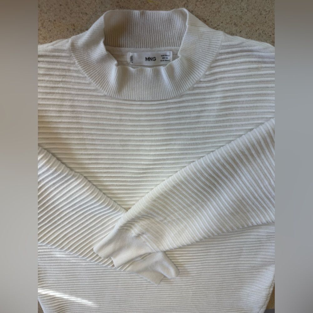 MNG White Oversized Ribbed Tunic Sweater - Size S - Picture 4 of 4